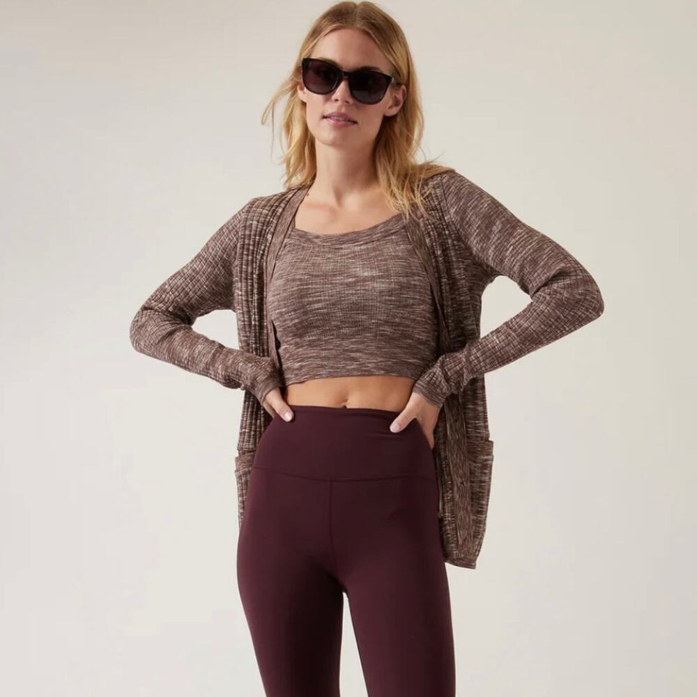 Athleta Revolve Cardigan Sweater Stretch Ribbed Button Down V-Neck Small EUC - Picture 5 of 13